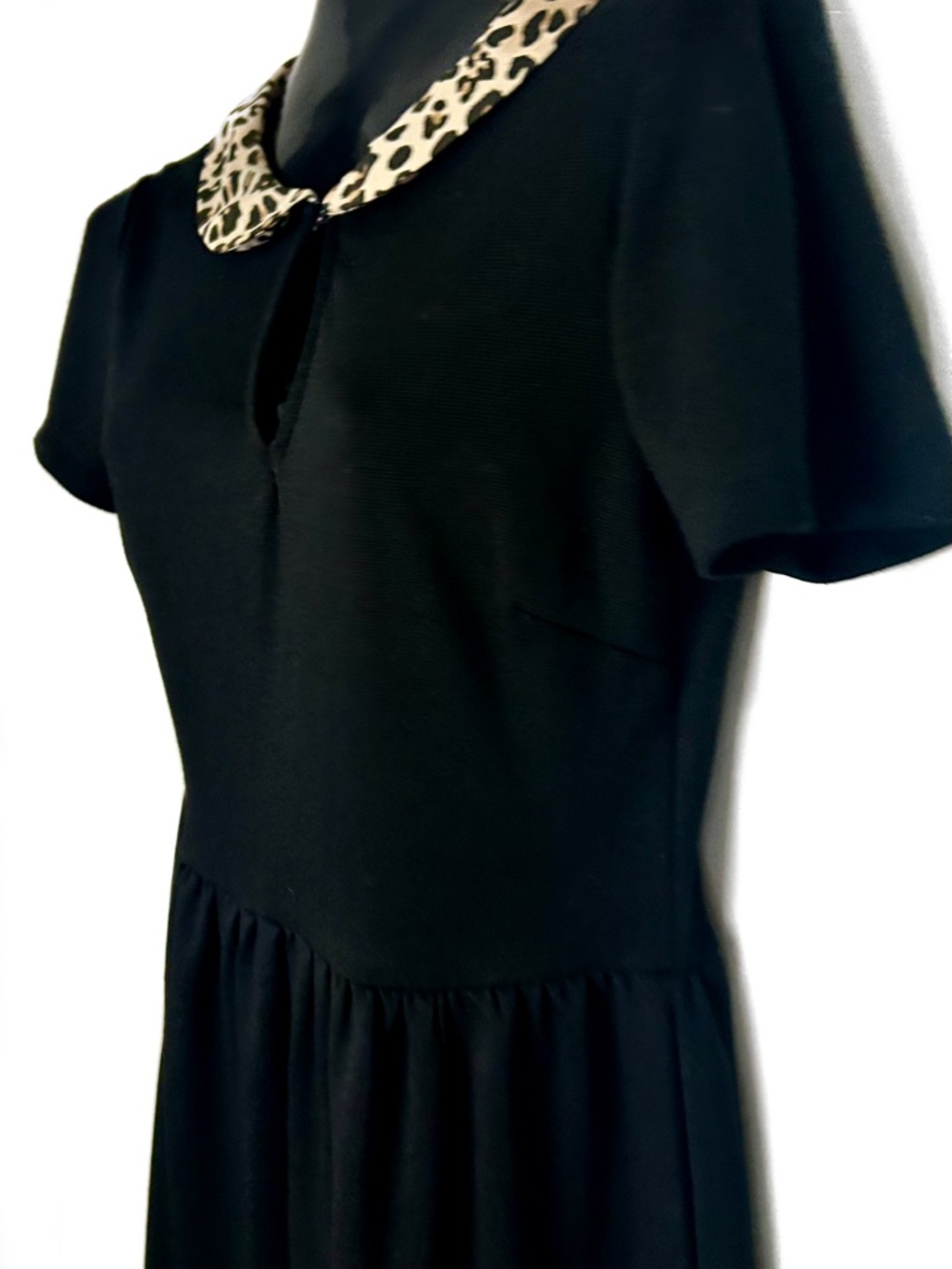 Forever 21 Black Dress with Leopard Print Collar